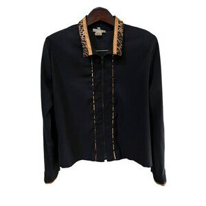 Vintage Frankie D. Of Los Angeles Ladies Sporty Jacket with Cheetah Trim Size La